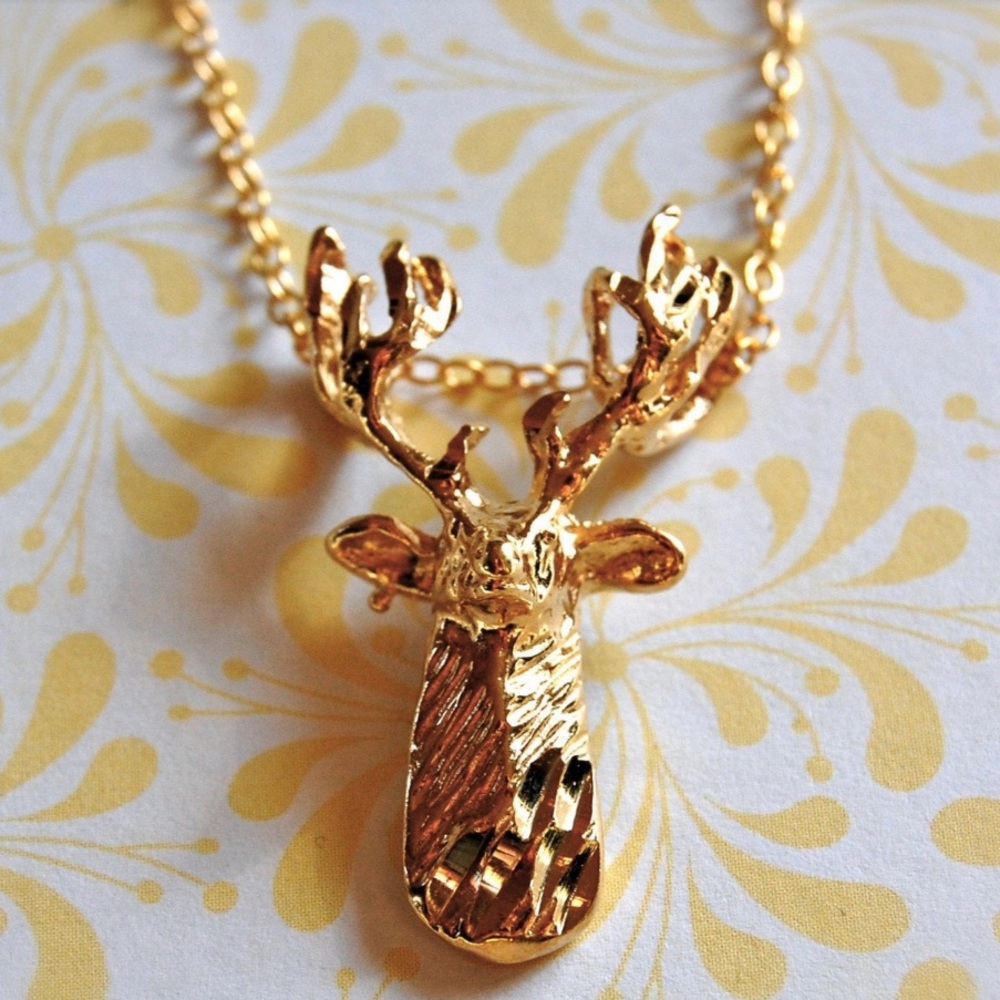 14k Gold Plated Deer Necklace